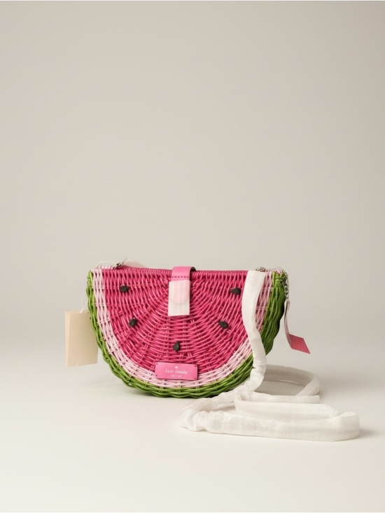 Kate Spade Watermelon Wicker Crossbody Novelty Bag NWT Chain Strap - Picture 10 of 13